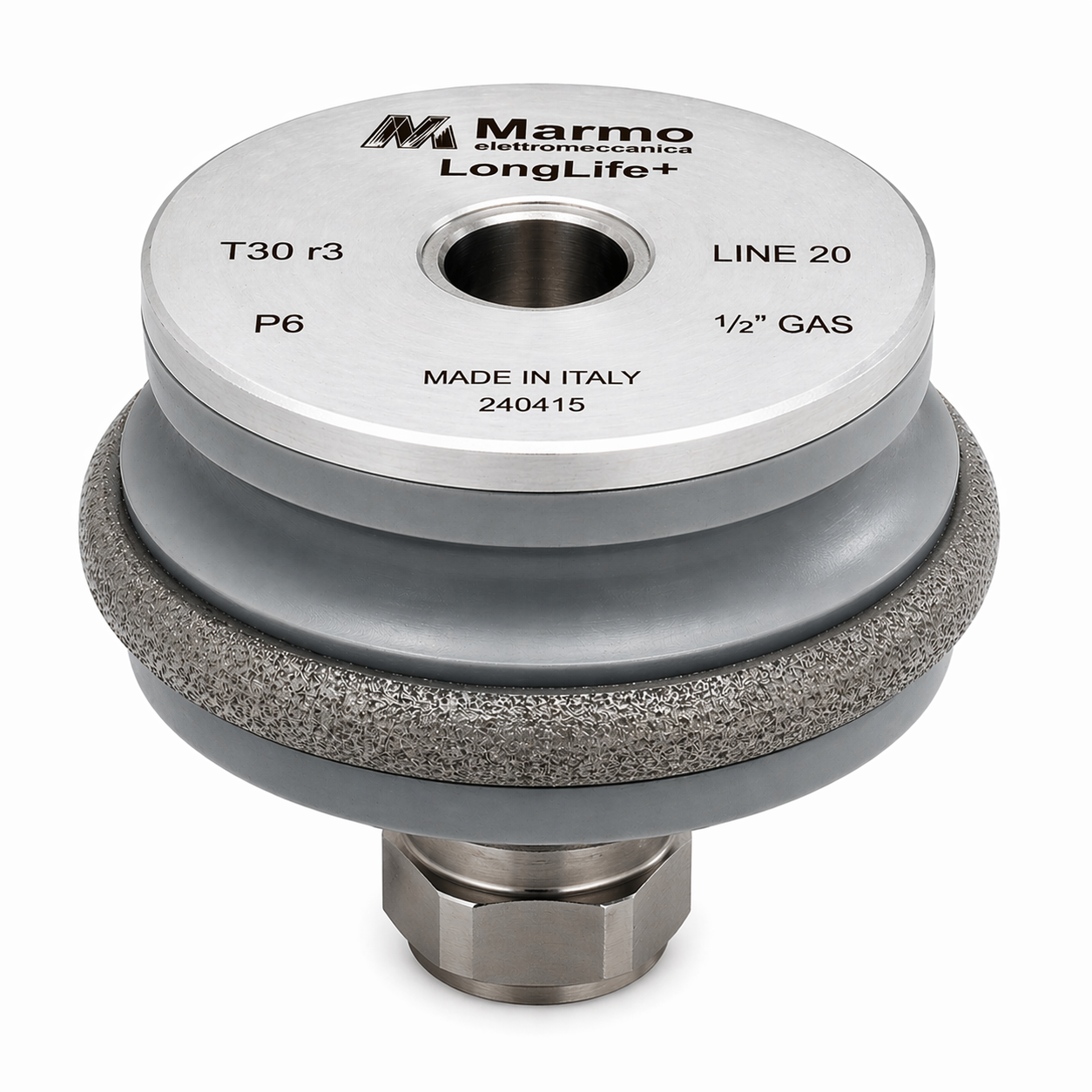 Marmo Elettromeccanica LongLife+ Profile Wheel - Line 20, P6 Rubber, T30/r3, 1/2" Fitting