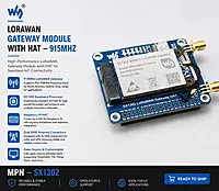 Lorawan Gateway Module With Hat - 915Mhz
