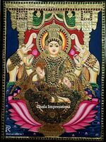 Lakshmi Devi on Lotus Tanjore Painting - 2 ft x 1.5 ft Lakshmi Devi on Lotus Tanjore Painting - 2 ft x 1.5 ft