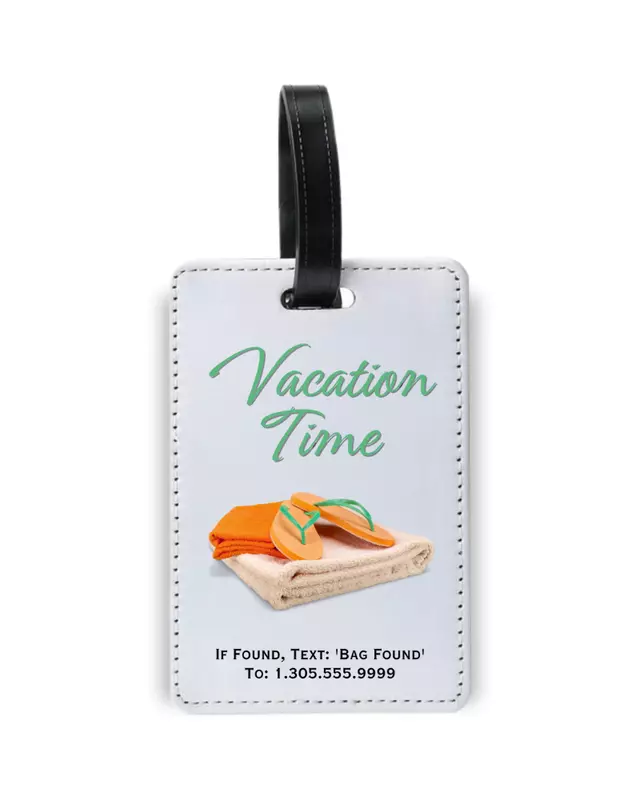 Personalized luggage tag featuring custom travel-inspired designs for adults.