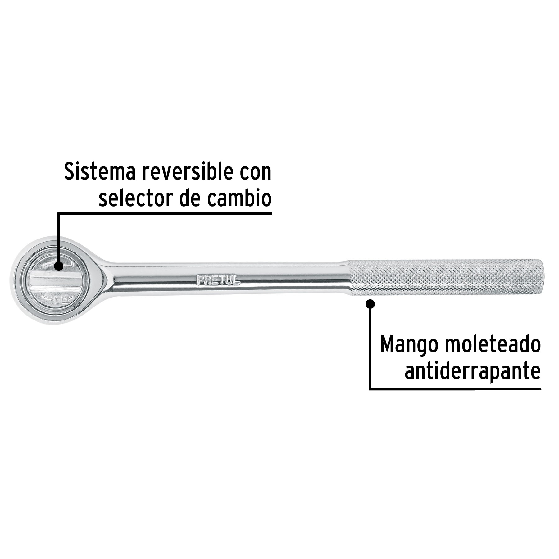 Matraca cuadro 1/2' cabeza redonda, Pretul - M-1252P / 21150