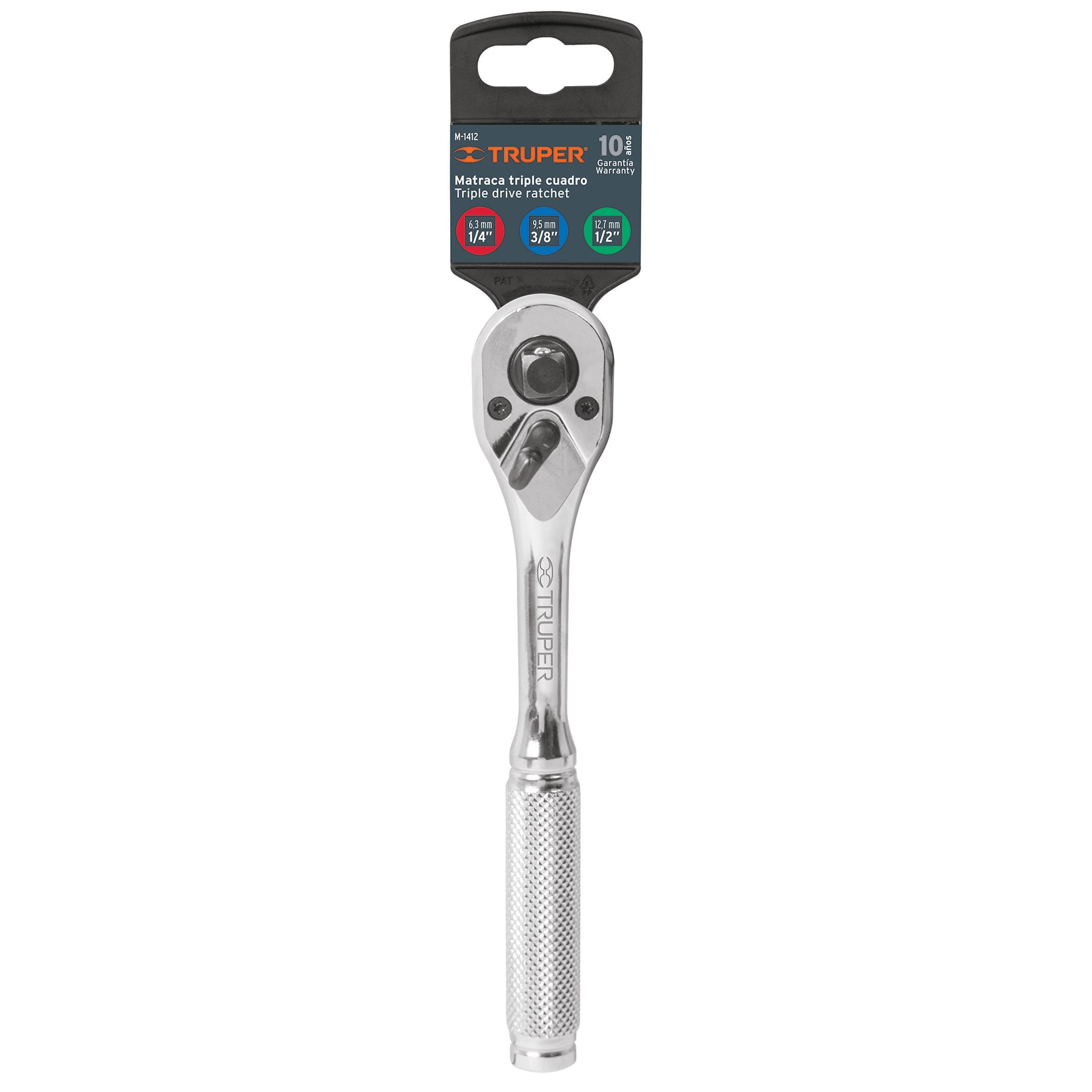 Matraca triple cuadro 1/4', 3/8' y 1/2' - M-1412 / 13649