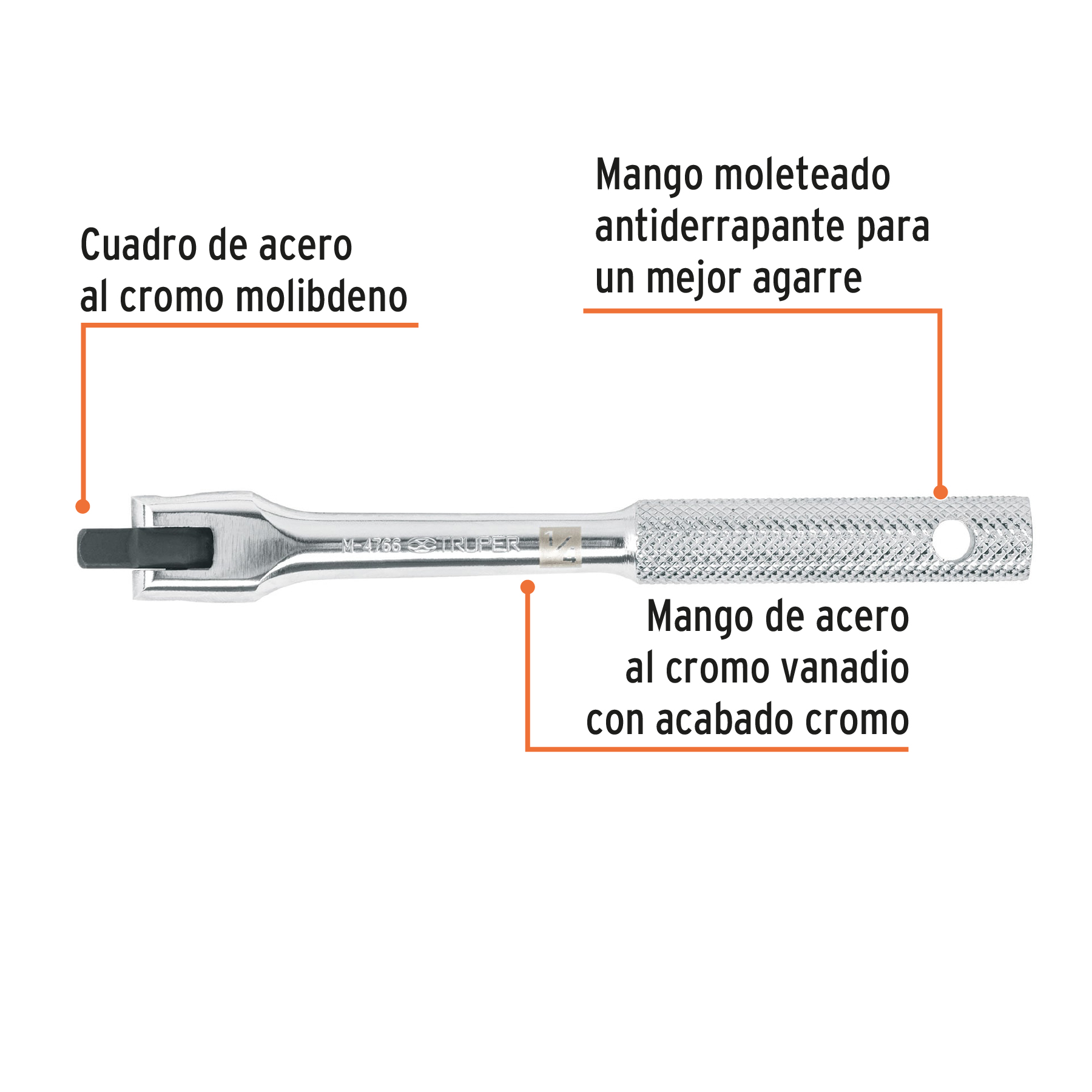 Mango articulado de 5-3/4'x 13 mm para dados cuadro 1/4' - M-4766 / 13909