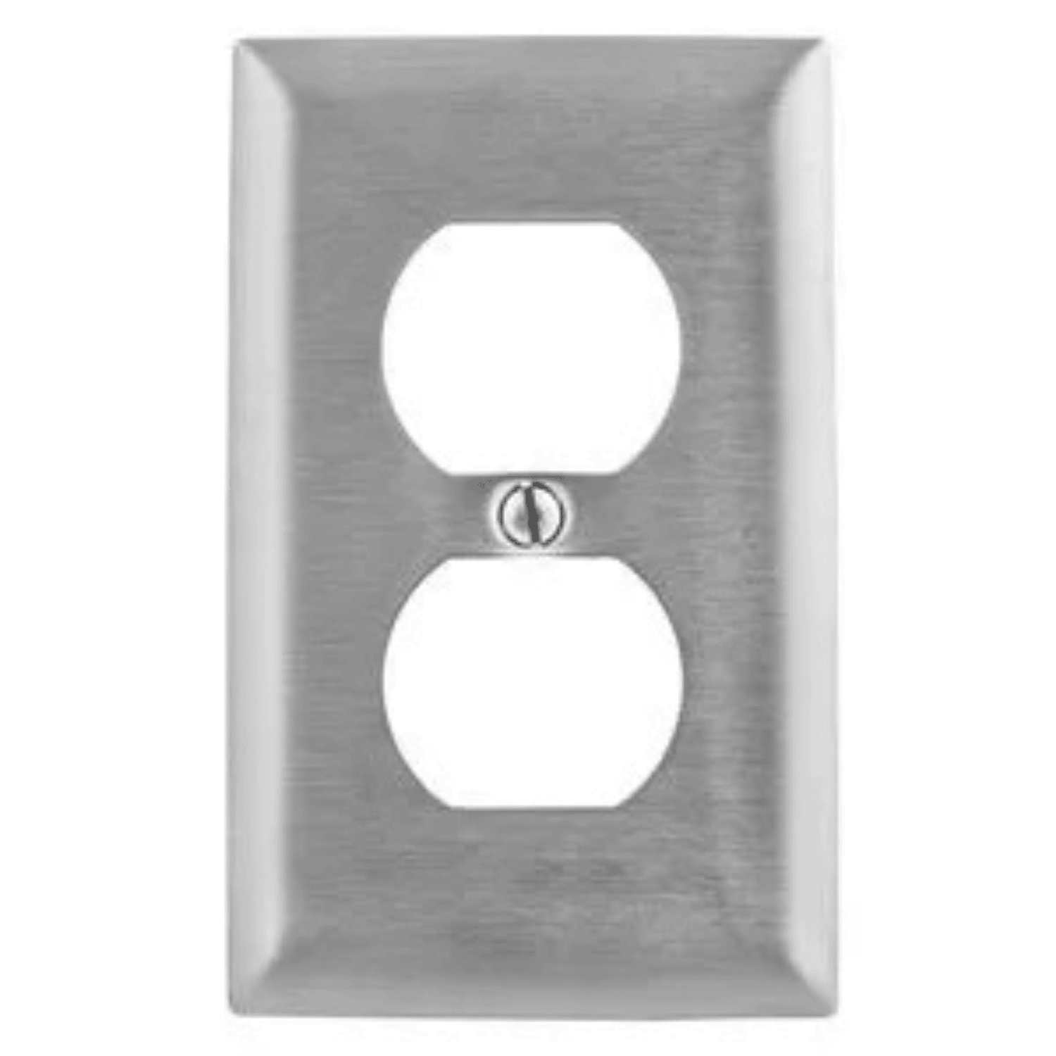 Placa de Acero Inoxidable para Receptaculo Duplex Polarizado, marca Hubbel Wiring Decives, Premium, 72727 Ss8 - M-ELE0000047