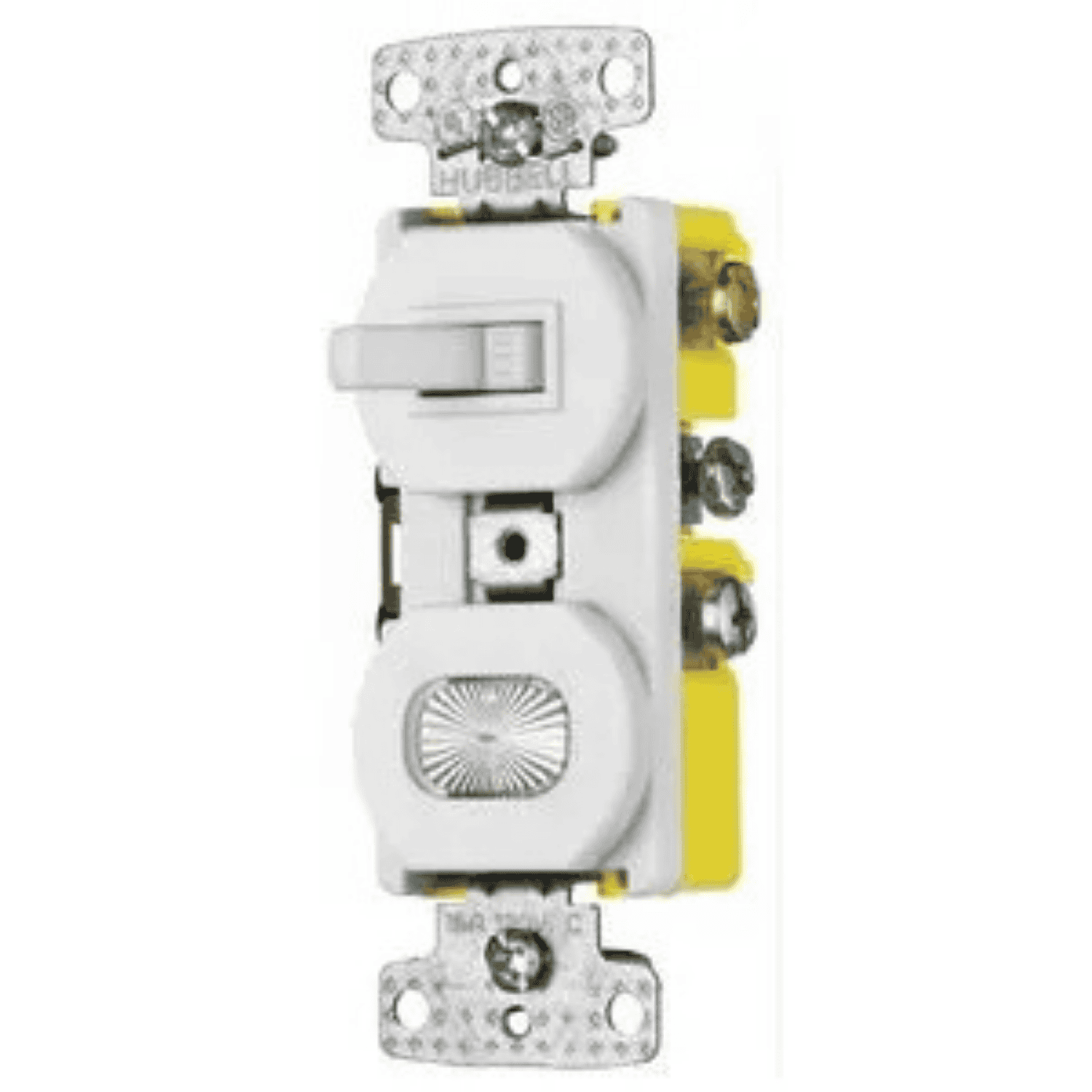 Switch con Polo Sencillo, Luz Piloto, Tierra Automatica, 15A, 127V, Marca Hubell Wiring Decives (ND), 99999 Rc109W - M-ELE0000048