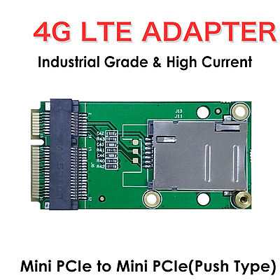 4G LTE Mini PCIe to Mini PCIe Adapter with Push-Push SIM Slot – Compatible with Quectel EC25, Ideal for IoT, M2M, Raspberry Pi, Industrial Routers