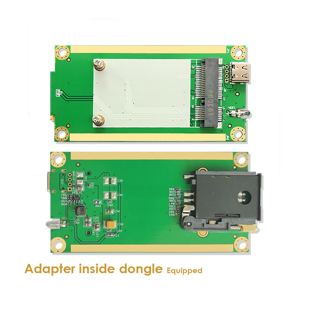 4G LTE Dongle with Quectel EC25 Mini PCIe Module, Mini PCIe to USB Type-C Adapter, Drawer SIM Slot for IoT/M2M