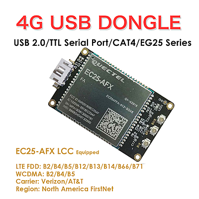 4G LTE USB Dongle with Quectel EC25 Series LCC Modem, SIM Slot, GPS, USB-A or 4PIN PH2.0 for IoT and M2M Applications