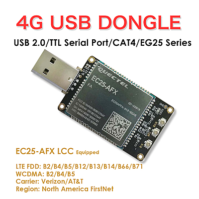 4G LTE USB Dongle with Quectel EC25 Series LCC Modem, SIM Slot, GPS, USB-A or 4PIN PH2.0 for IoT and M2M Applications