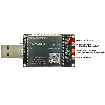 4G LTE USB Dongle with Quectel EC25 Series LCC Modem, SIM Slot, GPS, USB-A or 4PIN PH2.0 for IoT and M2M Applications