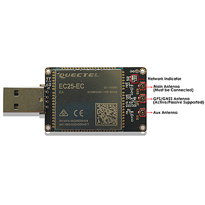 4G LTE USB Dongle with Quectel EC25 Series LCC Modem, SIM Slot, GPS, USB-A or 4PIN PH2.0 for IoT and M2M Applications