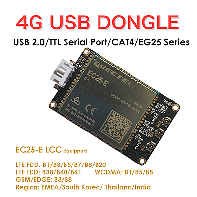 4G LTE USB Dongle with Quectel EC25 Series LCC Modem, SIM Slot, GPS, USB-A or 4PIN PH2.0 for IoT and M2M Applications