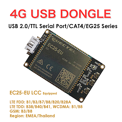 4G LTE USB Dongle with Quectel EC25 Series LCC Modem, SIM Slot, GPS, USB-A or 4PIN PH2.0 for IoT and M2M Applications