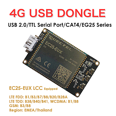 4G LTE USB Dongle with Quectel EC25 Series LCC Modem, SIM Slot, GPS, USB-A or 4PIN PH2.0 for IoT and M2M Applications