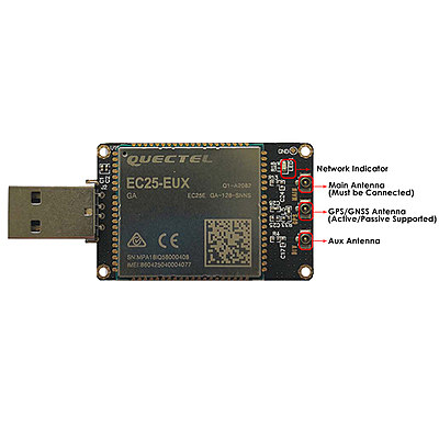 4G LTE USB Dongle with Quectel EC25 Series LCC Modem, SIM Slot, GPS, USB-A or 4PIN PH2.0 for IoT and M2M Applications