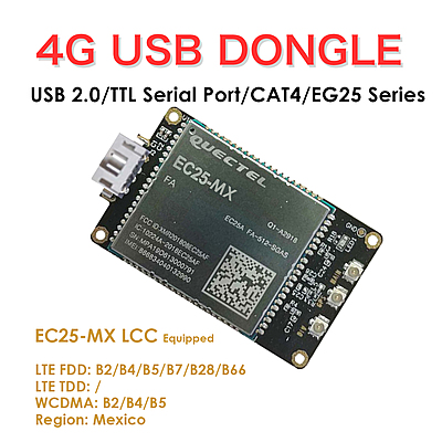 4G LTE USB Dongle with Quectel EC25 Series LCC Modem, SIM Slot, GPS, USB-A or 4PIN PH2.0 for IoT and M2M Applications