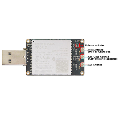 4G LTE USB Dongle with Quectel EG25-G LCC Modem, SIM Slot, GPS, USB-A or 4PIN PH2.0 for Global LTE Networks