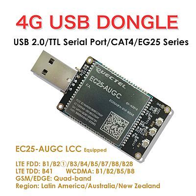 4G LTE USB Dongle with Quectel EC25 Series LCC Modem, SIM Slot, GPS, USB-A or 4PIN PH2.0 for IoT and M2M Applications