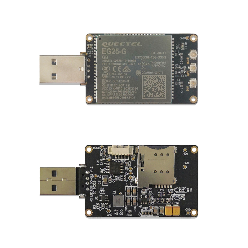 4G LTE USB Dongle with Quectel EG25-G LCC Modem, SIM Slot, GPS, USB-A or 4PIN PH2.0 for Global LTE Networks