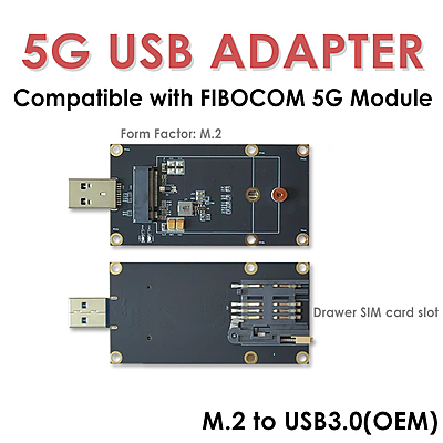 5G LTE USB Adapter M.2 (NGFF) to USB3.0 Dongle with Drawer SIM Card Slot – Compatible with RM500Q, RM520N, FM160, and Other 5G Modules