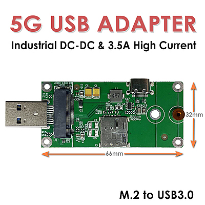 5G LTE USB Adapter M.2 (NGFF) to USB3.0 with Nano SIM Slot & Type-C Power – Supports Quectel RM500Q, RM520N, Fibocom FM160, and Other 5G M.2 Modules
