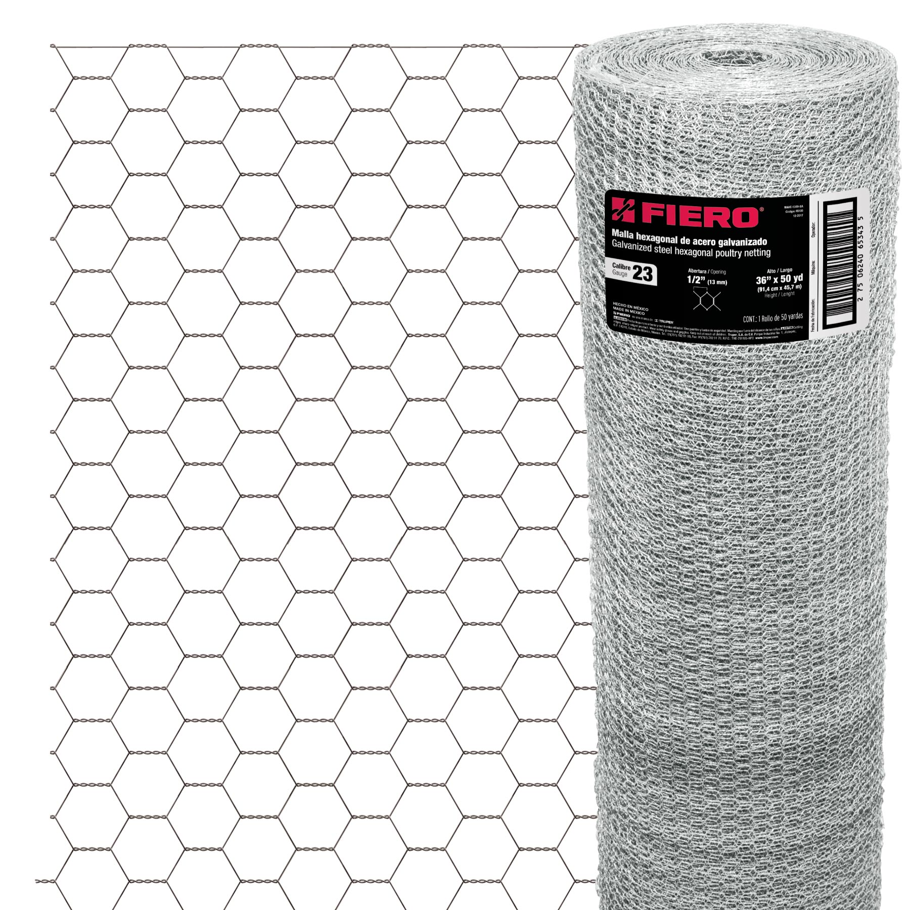 Rollo malla hexagonal cal.23, 0.90x 45m, abertura 13mm, 16kg-MAHE-1309 / 44655