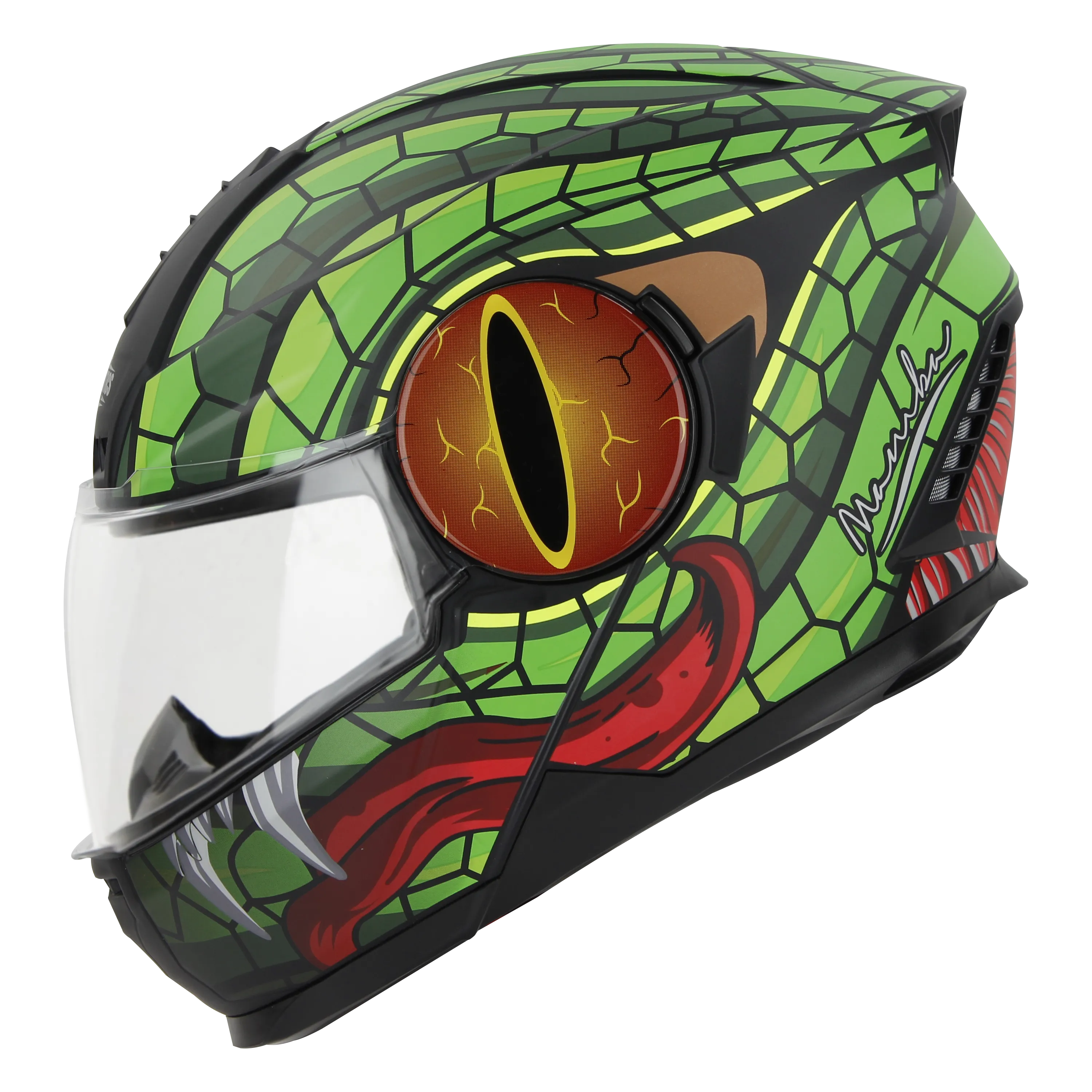 STEELBIRD SBH-40 ISS MAMBA GLOSSY BLACK/GREEN C/V 580 MM