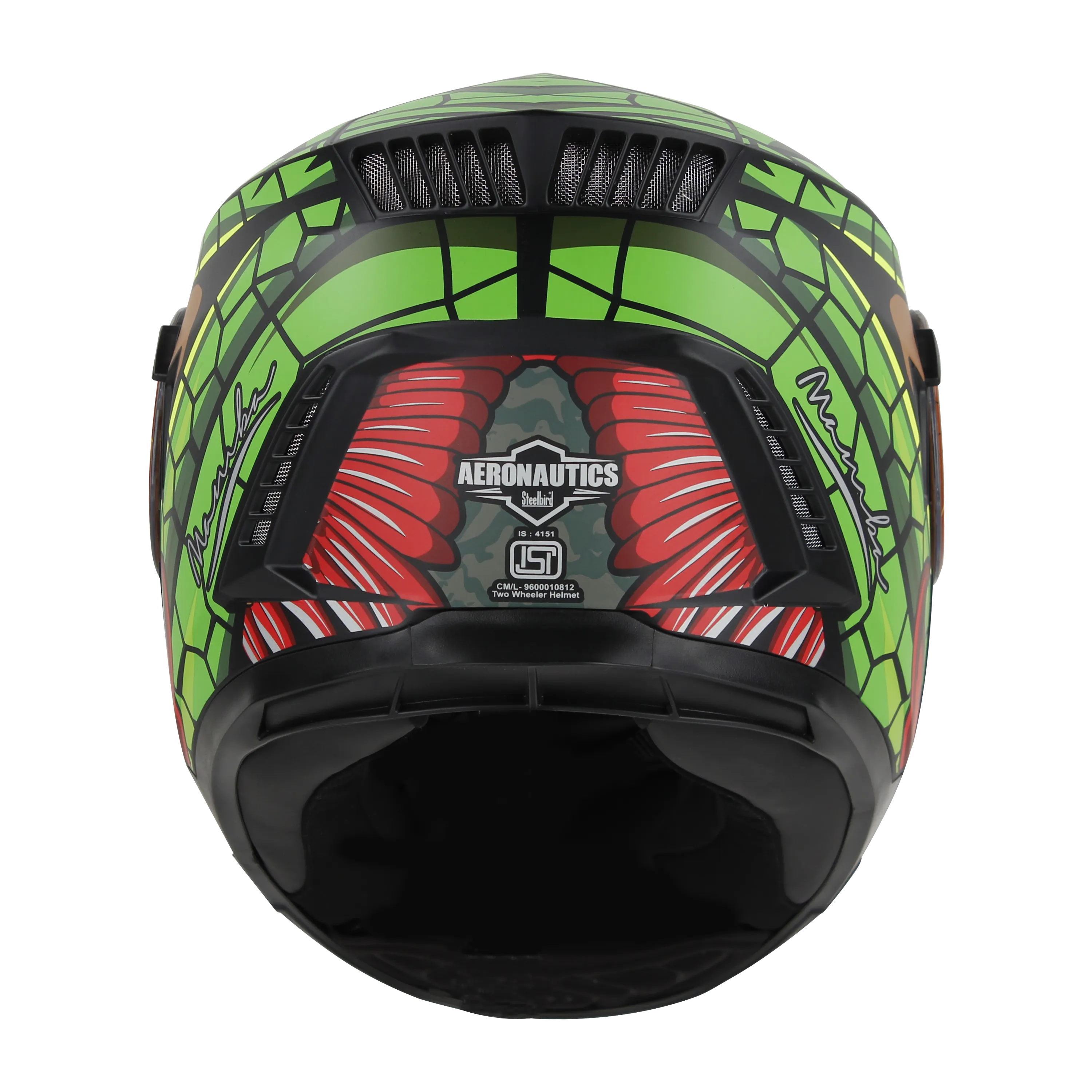 STEELBIRD SBH-40 ISS MAMBA GLOSSY BLACK/GREEN C/V 580 MM