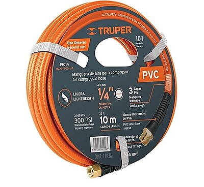 Manguera para compresor, de PVC, 10m x 3/8', Truper - 10893 - MAN-PI-10-3/8 - Caja con 3 Pieza – Master 18
