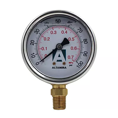 Manometro Altamira Glicerina 0-100PSI 1/4"M - MAN0-100G