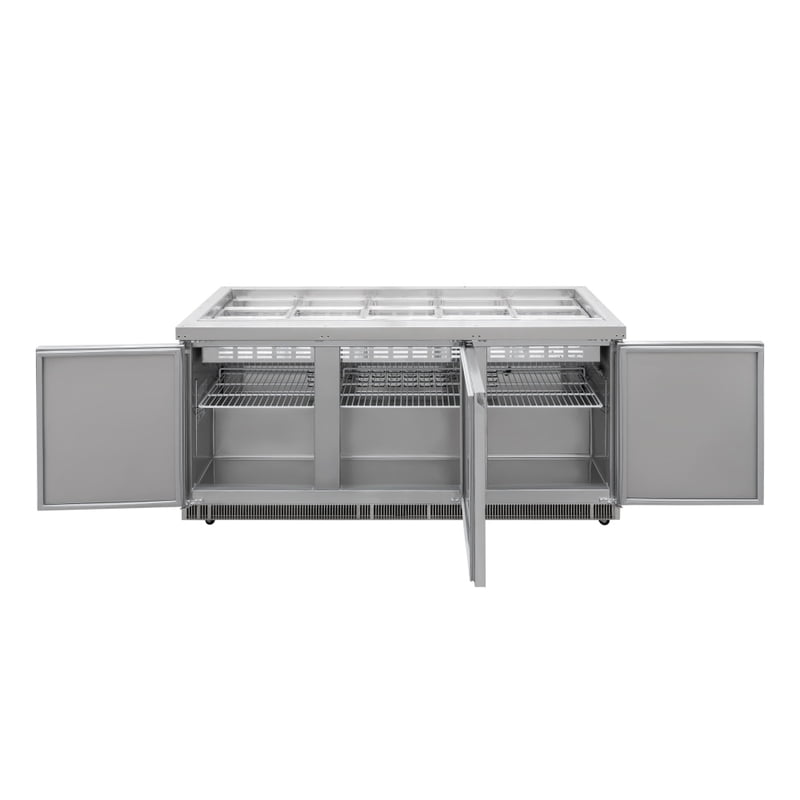Mesa de autoservicio refrigerada 180 cm con accesorio