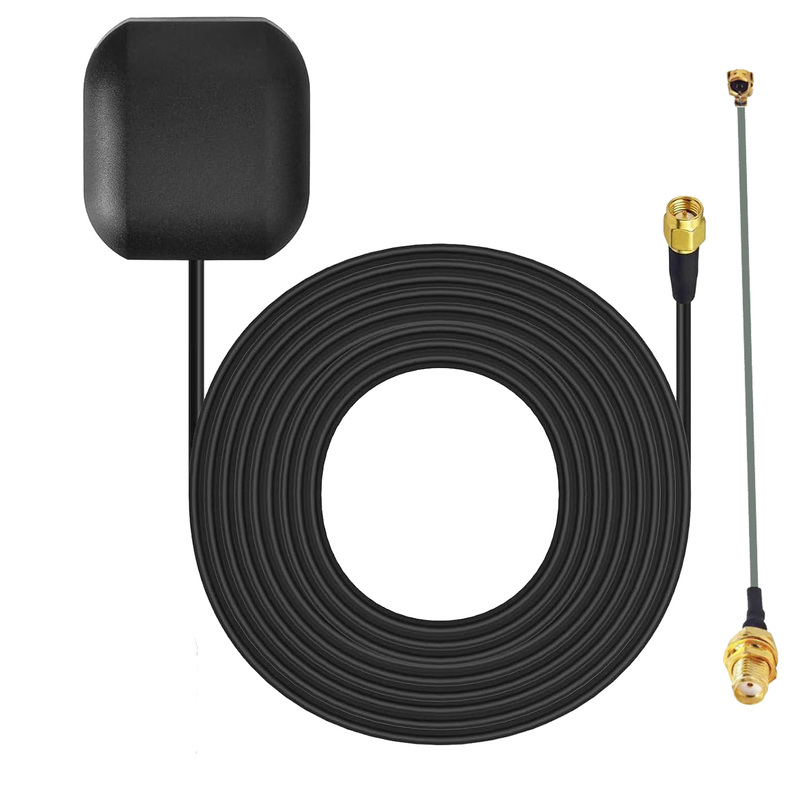 Waterproof Active GPS Antenna: Adhesive+Magnetic Mount w/ 3m SMA Male Cable & 15cm Pigtail for Trackers, IoT, 4G Routers (-40°C~65°C)