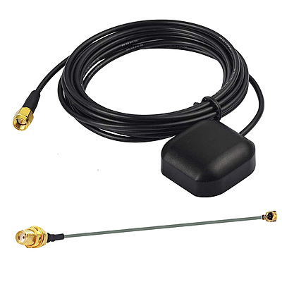 Waterproof Active GPS Antenna: Adhesive+Magnetic Mount w/ 3m SMA Male Cable & 15cm Pigtail for Trackers, IoT, 4G Routers (-40°C~65°C)