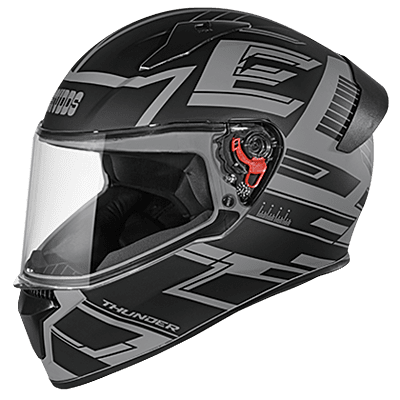 STUDDS THUNDER D3 GREY N9 BLACK C/V (L) WITH SPOILER AND MIRROR VISOR