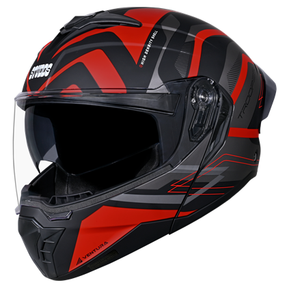 STUDDS TROOPER D3 MATT BLACK N2 RED D/V (L)