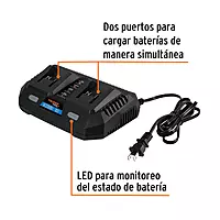 Cargador dual de baterías de ion litio 20V, TRUPER MAX, 102492 - MAX-CA2