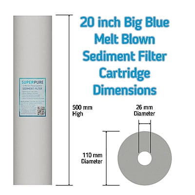 SUPERPURE 20 inch Big Blue Melt Blown Sediment Filter - 20 Micron SUPERPURE 20 inch Big Blue Melt Blown Sediment Filter - 20 Micron