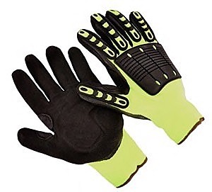 13 guage hi-vis green polyester shell, black sandy nirtirle