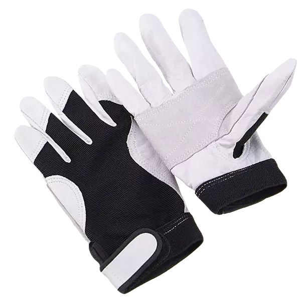 Split goatskin, double palm, black spandex back