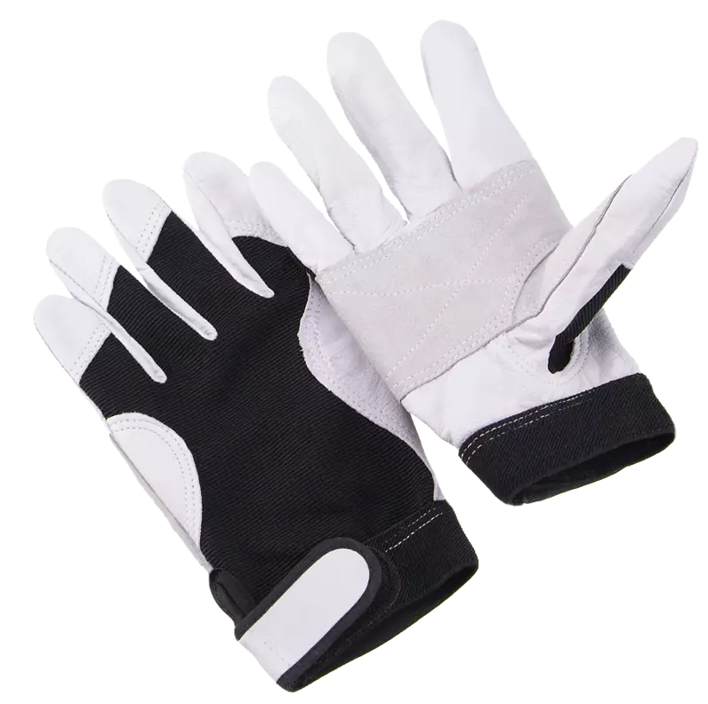 Split goatskin, double palm, black spandex back