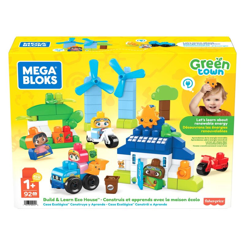 MEGA Bloks Green Town Build & Learn Eco House Playset - 92pcs