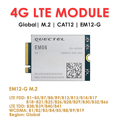 EM12-G 4G LTE Cat 12 Industrial Module | M.2 Form Factor | Global Bands | IoT & M2M-Optimized Wireless Modem