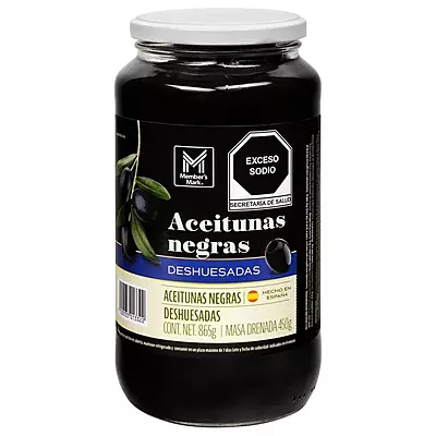 MEMBERS MARK ACEITUNA NEGRA SIN HUESO 865 G