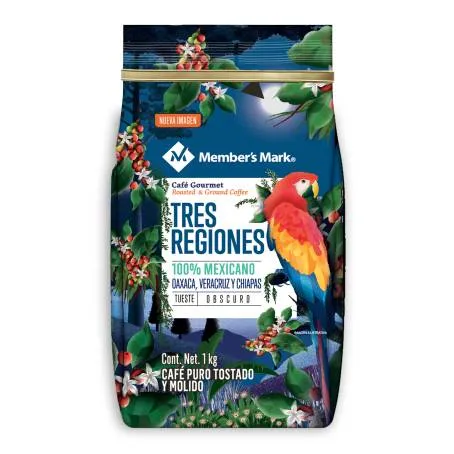 MEMBERS MARK CAFE TOSTADO Y MOLIDO TRES REGIONES 1 KG