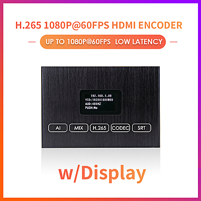 H.265 1080P@60FPS HDMI Encoder w/OLED Screen & Loopout | USB, RTMP/RTSP/SRT for Live Streaming, Surveillance & On-Site Monitoring