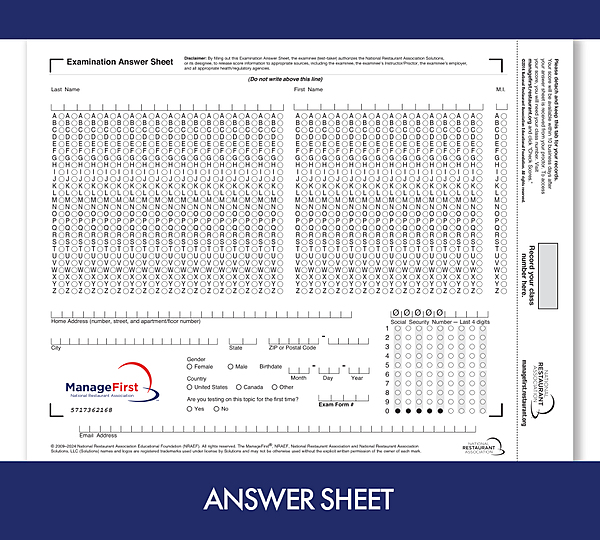 ManageFirst: Exam Answer Sheet (MFEAS) ManageFirst: Exam Answer Sheet (MFEAS)