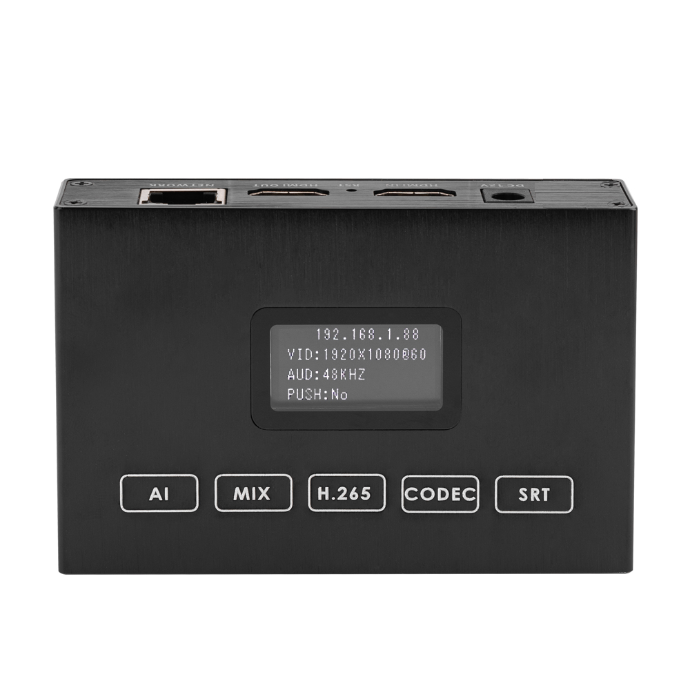 1080P H.265 HDMI Encoder with HDMI Loopout, SD Card Recording, OLED Display, RTMP/RTSP/SRT/TS/ONVIF, for YouTube Facebook IPTV