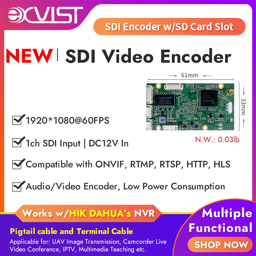 H.265 3G-SDI Encoder w/SD Slot | Professional Broadcast & ONVIF Streaming | RTMP/RTSP Support