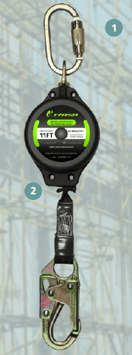 CABLE DE VIDA RETRACTIL 11FT. SS-SRLACL11FT JYRSA