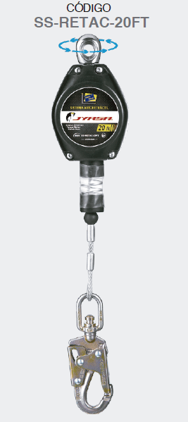 CABLE DE VIDA RETRACTIL 20 FT. SS-RETAC-20FT JYRSA